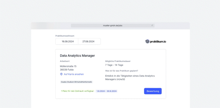 Praktikumsstellen auf Website einbinden